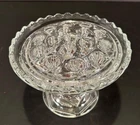 VINTAGE ANCHOR HOCKING GLASS VASE FLOWER FROG 16 HOLES STAR FAN PATTERN 4.5" X 6