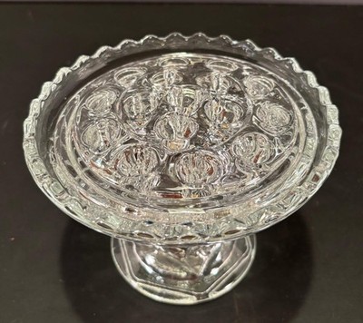 VINTAGE ANCHOR HOCKING GLASS VASE FLOWER FROG 16 HOLES STAR FAN PATTERN 4.5'' X 6