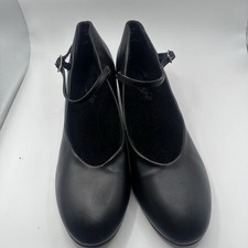 Capezio Jr Footlight Character Shoes Adult BLACK 550 Size 10 M B6 Leather Used