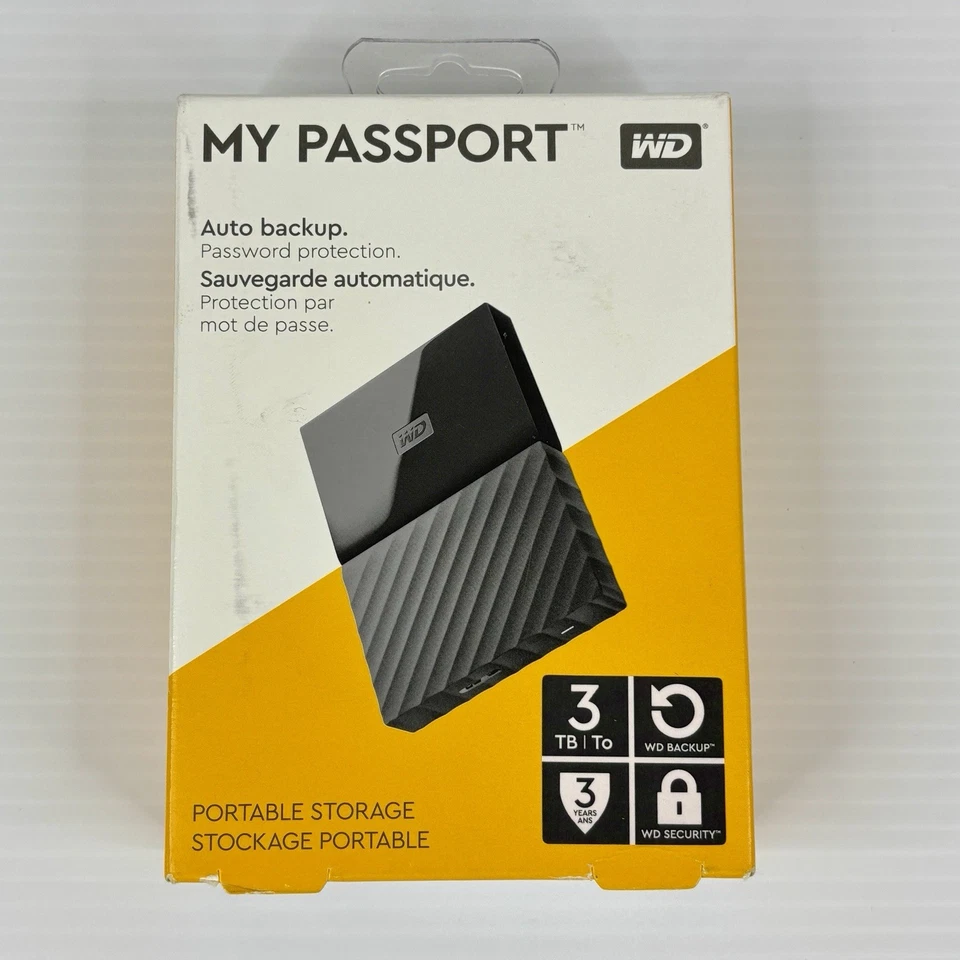 WD My Passport Portable HDD 3TB USB3.0 Black Brand New In Box Tracked Postage
