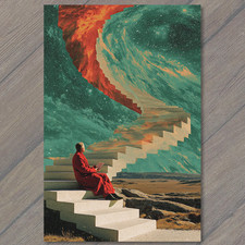 STICKER Cosmic Stairway Monk Galaxy Sky Surreal Stairs Universe Pathway Dream