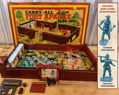 Vintage Marx Carry-All Fort Apache No. 4885 Play Set w/ Alamo Figures & Other +!