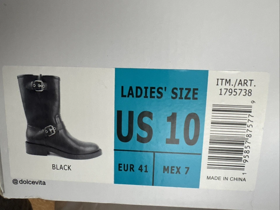 ¡Nuevo! Botas Dolce Vita Cuero Negro Cremallera Alta Moto Marlo Talla 10 Foto 3 de 3