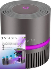 MEGAWISE H13 HEPA Air Purifier for Home & Office, Desktop Without light, Gray 