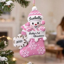 Personalized Baby Girl Christmas Ornament,2025 Baby First Christmas