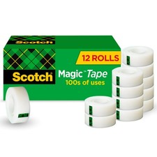 Invisible Magic Tape 12 Rolls Clear Adhesive Office School Refill