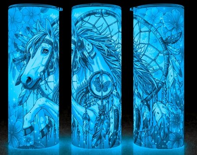 Glow in the Dark Native American Dream Catcher Horse Floral Cup Mug Tumbler