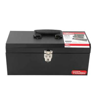 16-inch Black Metal Tool Box with Removable Tool Tray