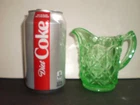 Vtg Uranium Glass Depression Era Block Diamond Pattern Sawtooth Rim