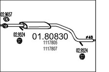 MTS Mittelschalldämpfer 01.80830 für FORD MONDEO 3 B4Y B5Y Turnier BWY 16V