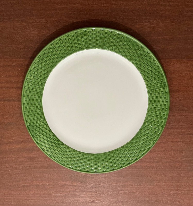 Tiffany & Co BASKET WEAVE Green Embossed Ceramic 16 1/8” Chop Plate Platter