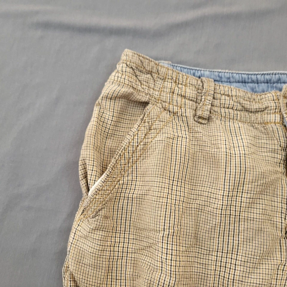 Pantalones Cortos Lucky Brand Para Hombre TALLA 34 Tiro Medio Bermudas 10" Entrepierna Cremallera Rayas Beige Foto 2 de 4