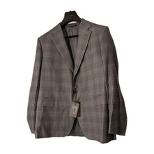 Canali Grey Plaid Sport Jacket Made In Italy Wool Linen Silk NEW WITH TAGS