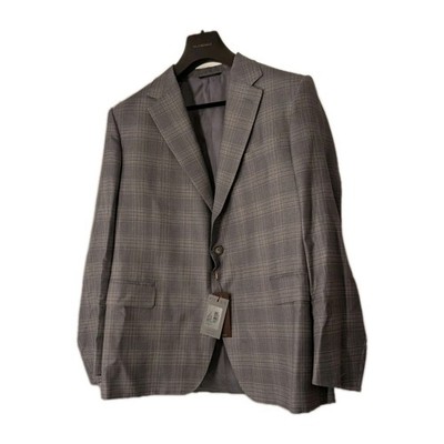 Canali Grey Plaid Sport  Jacket Made In Italy Wool Linen Silk NEW WITH TAGS