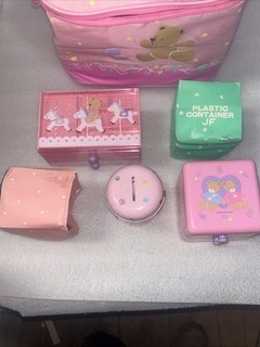 Vintage Sanrio 1993 Tweedle Dee Dee Bear Vinile Zip Pouch Gioielli Trucco Custodie