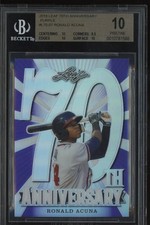 2018 Leaf 70th Anniversary Ronald Acuna Purple #L70-07 Graded Rookie Card BGS 10. rookie card picture