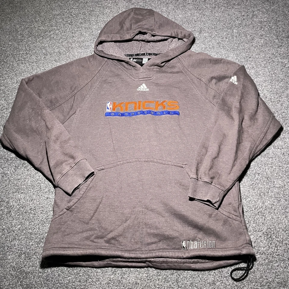 Vintage New York Knicks Adidas Hoodie Boys XL Gray NBA Fusion Baggy Y2K - Image 2 of 4