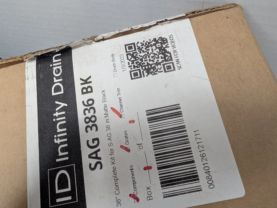 Kit Completo Serie S-PVC INFINITY DRAIN SAG 3836 BK S-AG 38 36", Negro Mate Foto 3 de 4