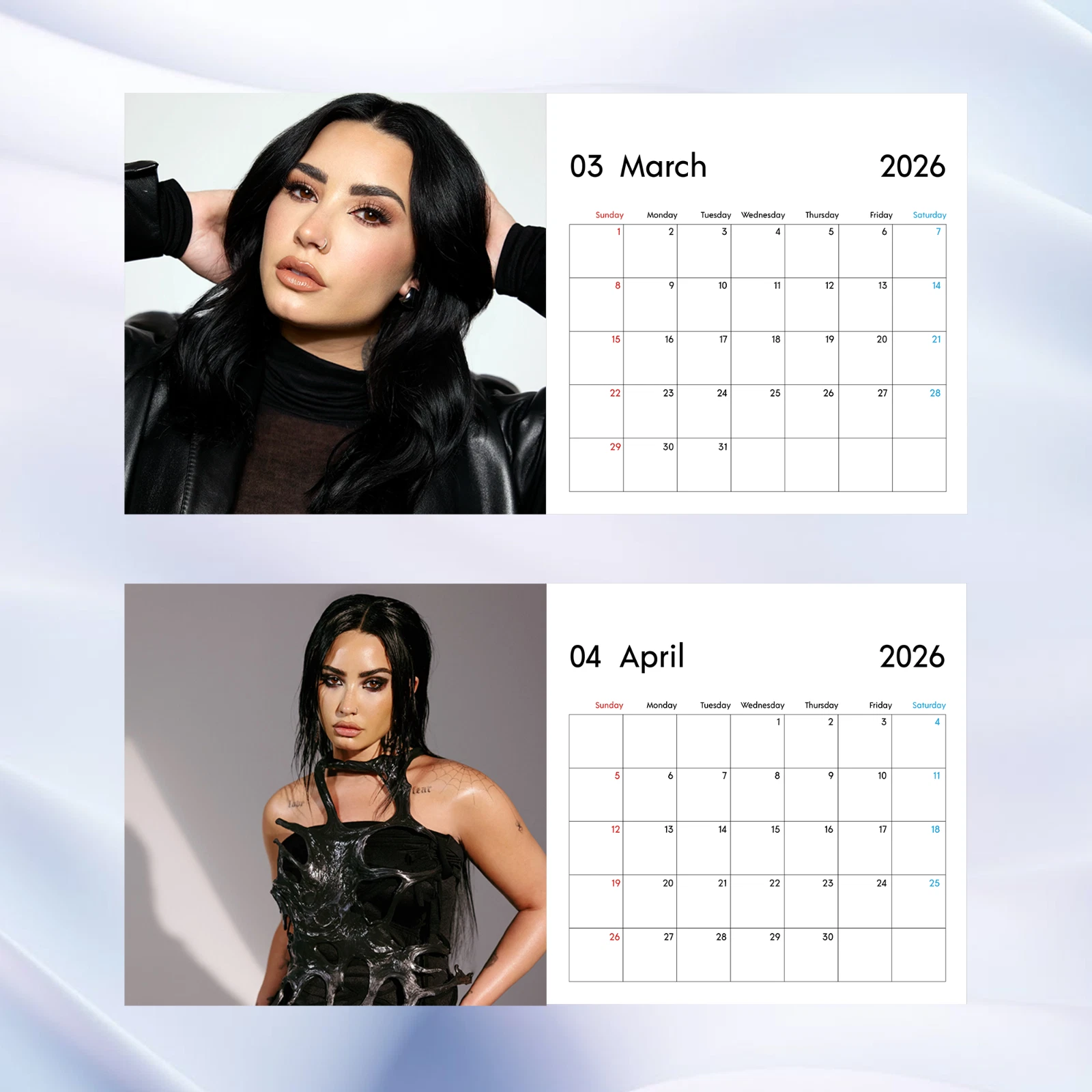 Demi Lovato 2026 Calendar, Bold Rock Chic Wall Decor Gift
