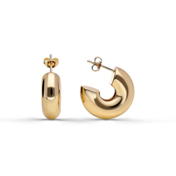 Bold Creolen Damen 18K Vergoldet Gold Ohrringe Massiv GläNzend Ohrschmuck-image