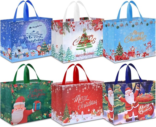 GeschenktüTen Weihnachten 6 StüCk 40X36X15Cm Non Woven Wiederverwendbar Mit-image