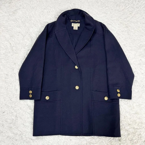 Cappotto lungo Gucci lana con bottoni oro double face 42 blu navy buone condizioni donna