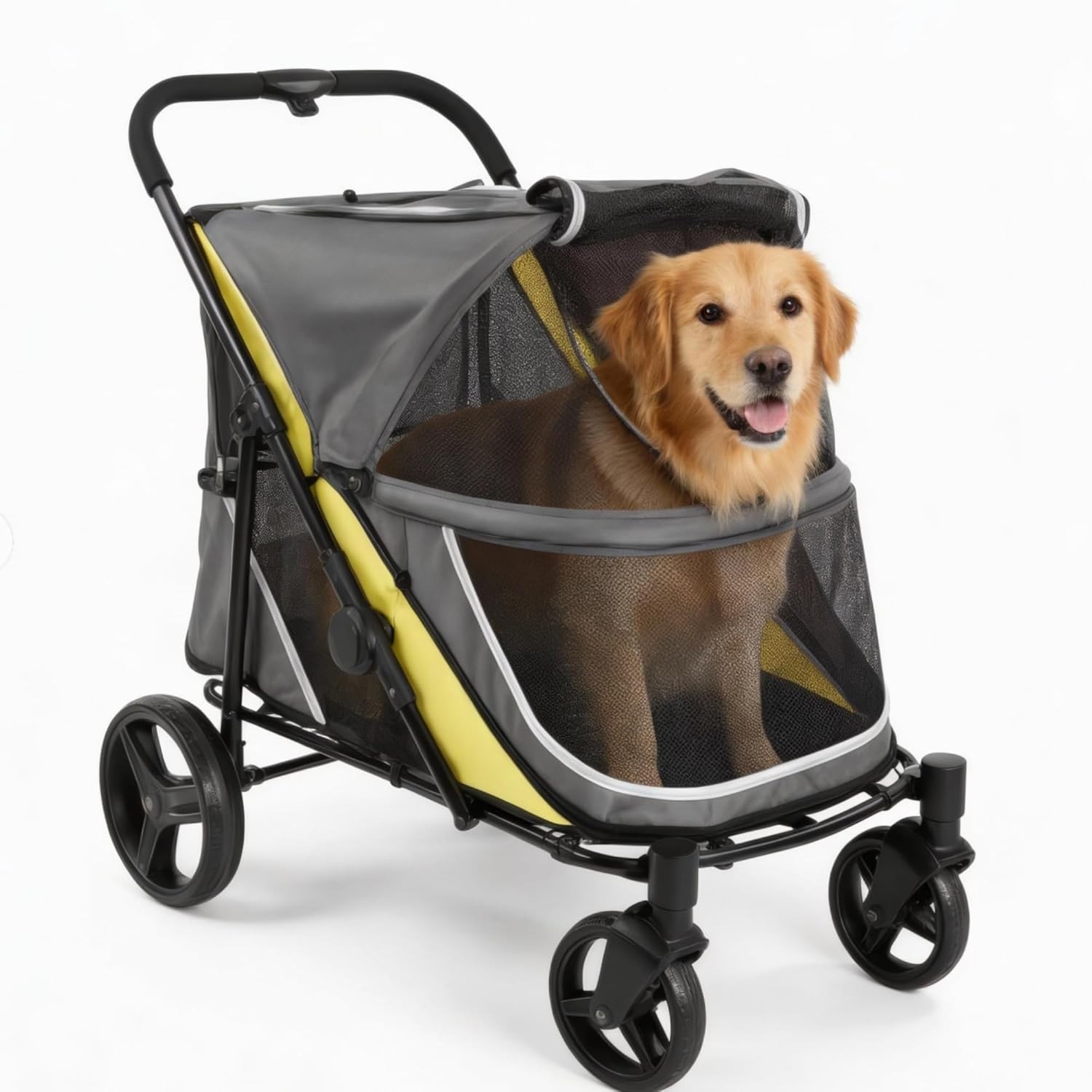 Poussette pliable pour chiens de grande taille XL grise en acier