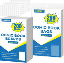 200 Pack Current Comic Book Bags and Boards, 6.87" X 10.5" Clear Comic Book