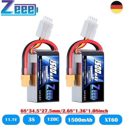 2x Zeee 3S LiPo batteria batteria 11,1 V 120 C 1500 mAh XT60 per RC barca aereo auto