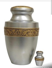 Cremation Urn, Adult, Metal, titled " Silver",  Full Size Only 