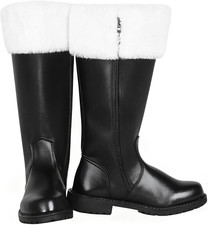 Christmas Santa Boots, Men'S Wide Calf Santa Combat Boots with White Fur for Hal