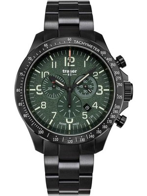 Traser H3 109464 P67 Officer Chronograph Green Steel Herrenuhr 46mm 10ATM