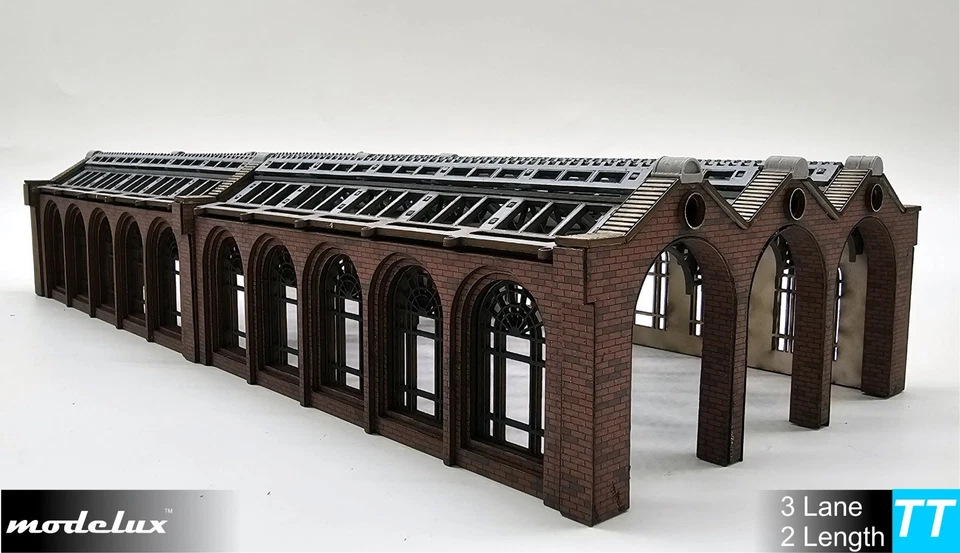Modelux Spur TT "Cheltenham" 3-spuriger Lokschuppen in doppelter Länge Bausatz