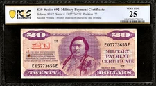 MPC Series 692 2nd Printing Military Payment Certificate $20 Dollar PCGS VF25