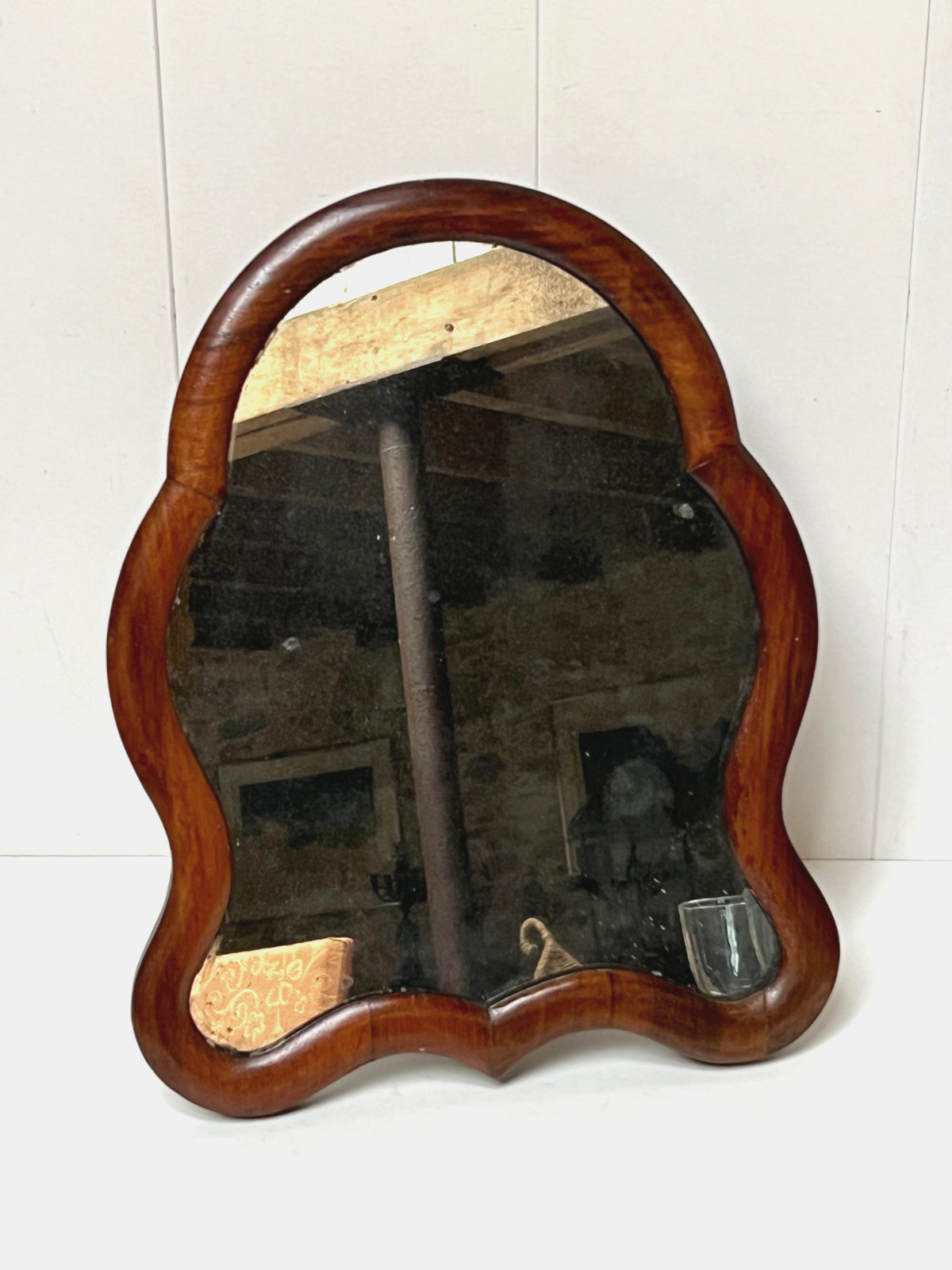 Antique 19th Century Walnut Barber Table Mirror
