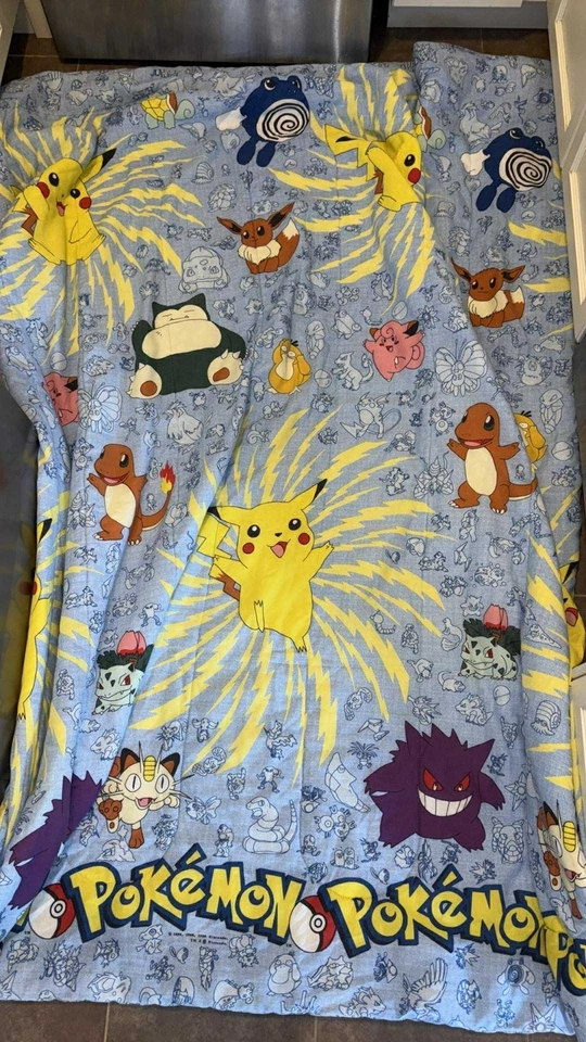 Vintage 90's Pokemon Comforter Blanket Nintendo 85x60 Bed Twin 1995 Retro - Image 2 of 4