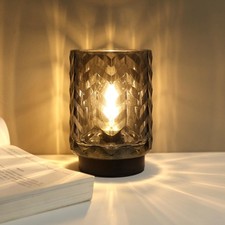 Battery Operated Lamp with Timer, Small Table Lamp for Office Desk Decor, Gla...