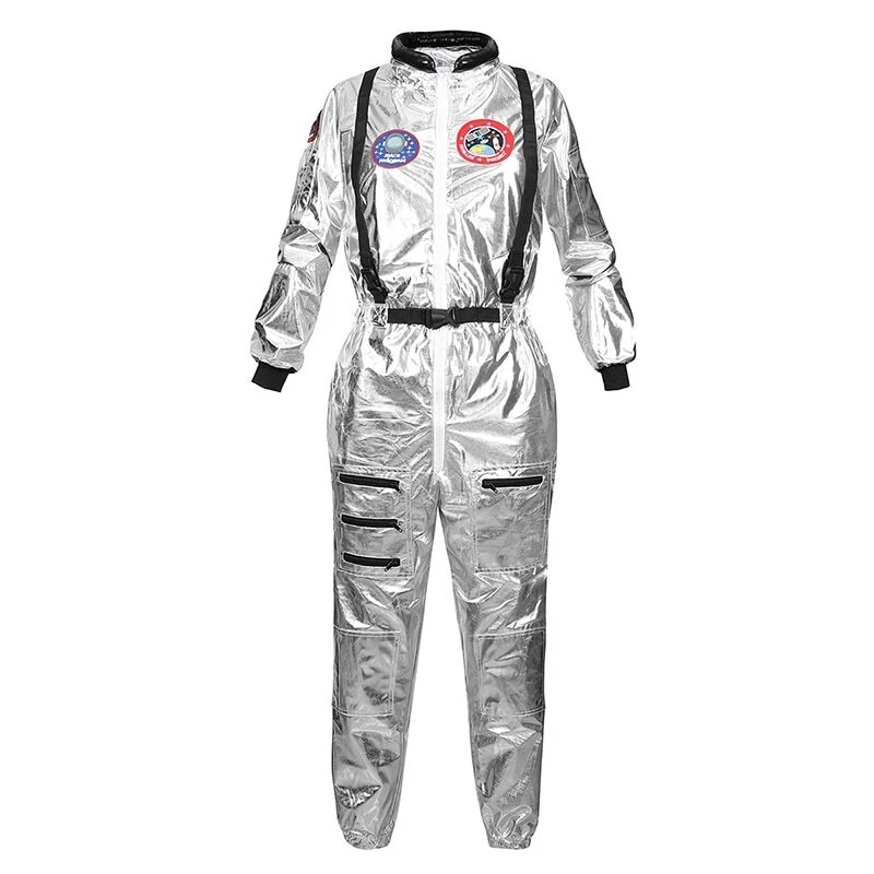 Astronaut Costume Adult Silver Spaceman Costume Plus Size Women Space Suit