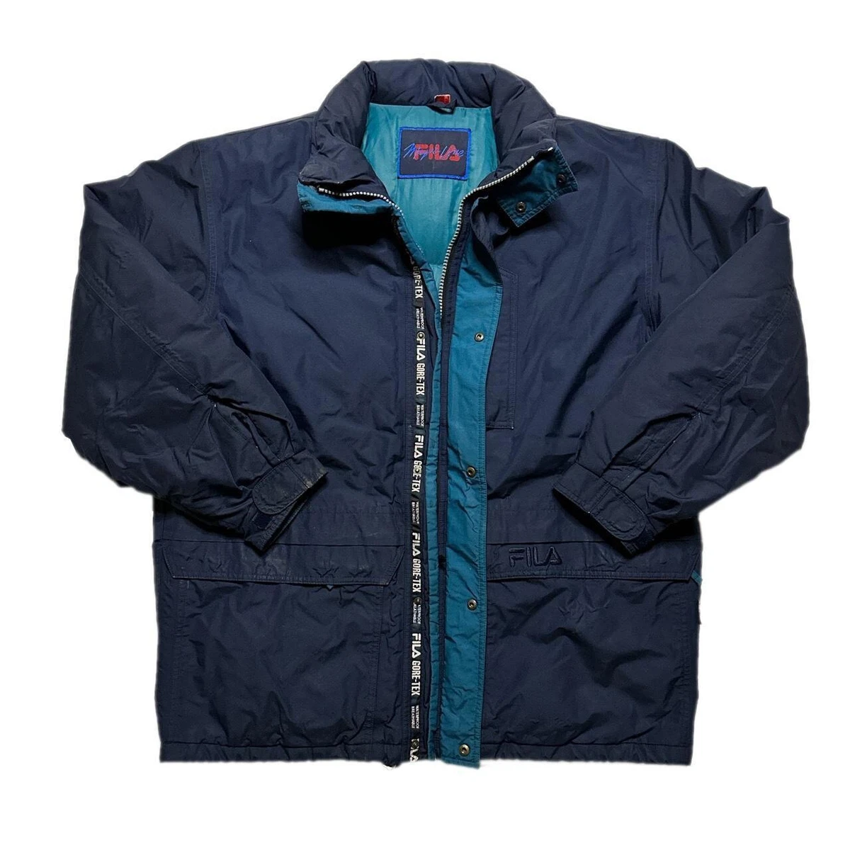Fila padded jacket clearance with logo tape detail