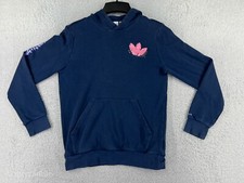 Adidas Sweater Youth Large Blue Dinosaur Bones Hoodie Long Sleeve Pocket Boys