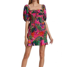 NWT FARM RIO Painted Toucans Ruched Printed Mini Dress ( Size XS) MSRP $210.00