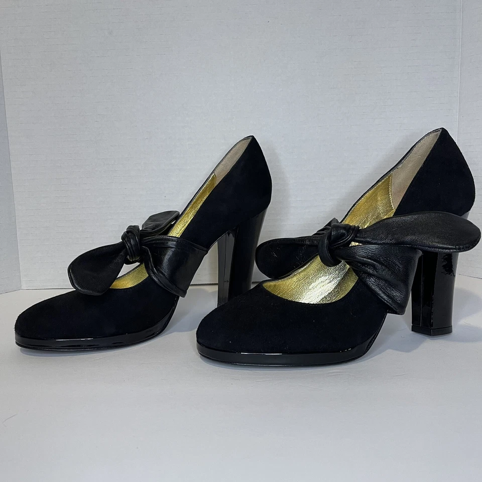 Zapatos de salón Cynthia Vindent de gamuza con corbata de cuero Foto 2 de 4