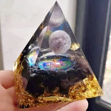 Reiki Energy Healing Large Chakra Orgone Orgonite Clear Quartz Crystal Pyramid
