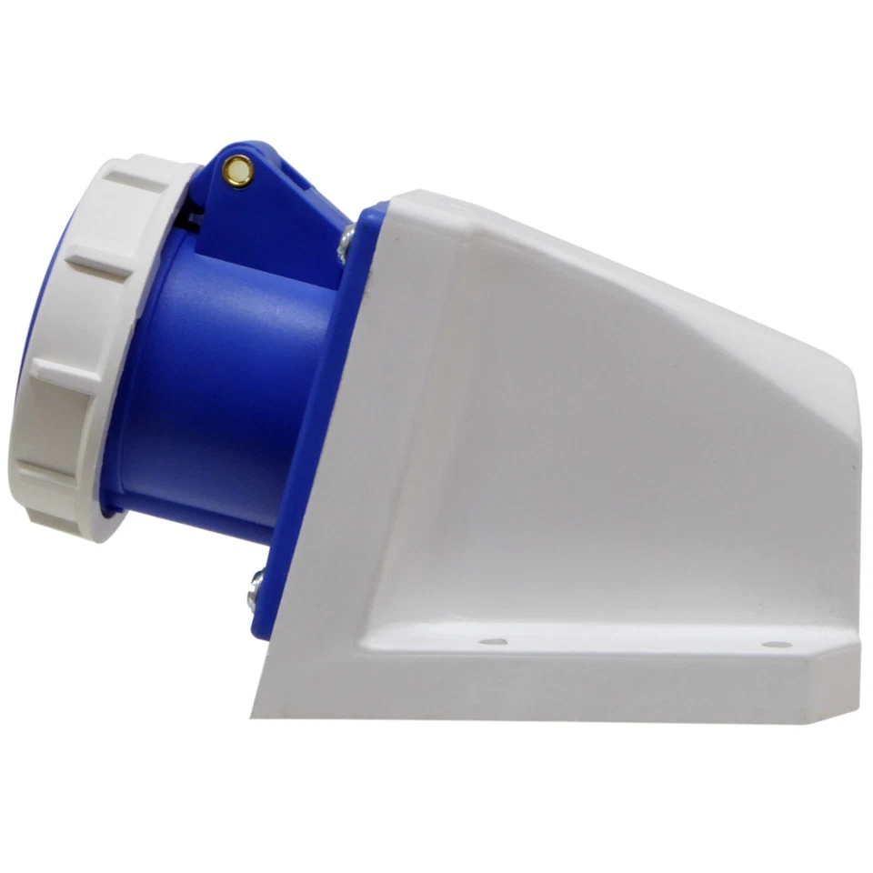 16 Amp Socket Waterproof IP67 3 Pin 240v Blue Surface Wall Mount 16A Caravan - Image 2 of 4