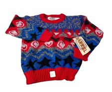 Vintage 1980 s NOS Barrel Kids Knit Sweater Geometric Child Size 5 NEW USA