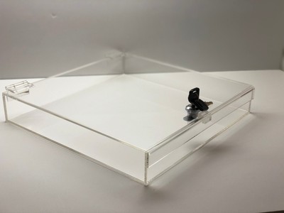 Acrylic Square Countertop Display Case Lock Box 12 X 12 X 4 Box
