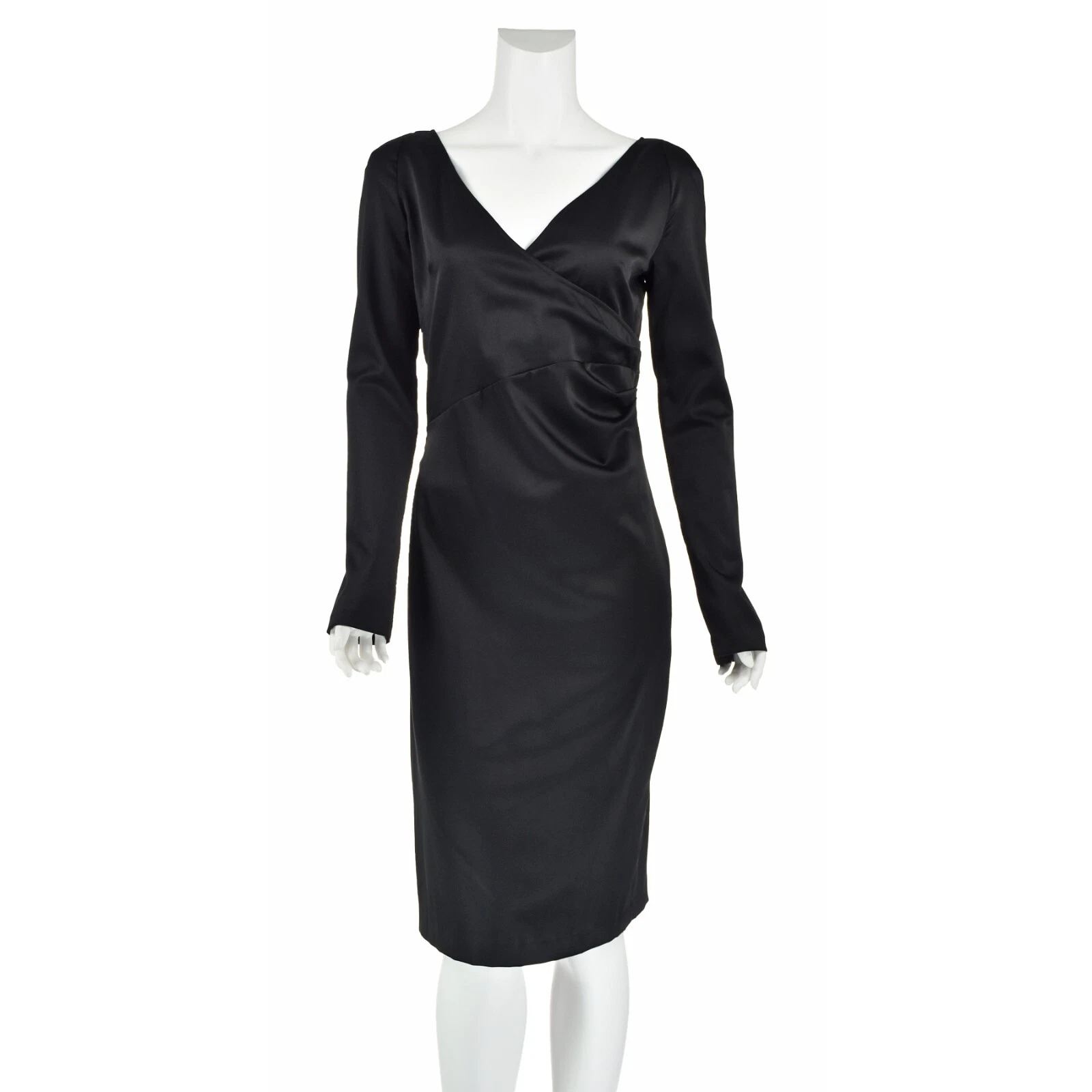 Abito da cocktail vintage collo a V manica lunga elasticizzato a maglia VERSACE TAGLIA FR40 US6 8