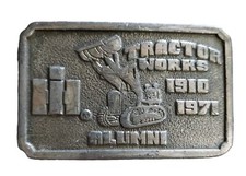 Bergamot Brass Works Belt Buckle Tractor Works Alumni 1910-1971 Vintage 1970s