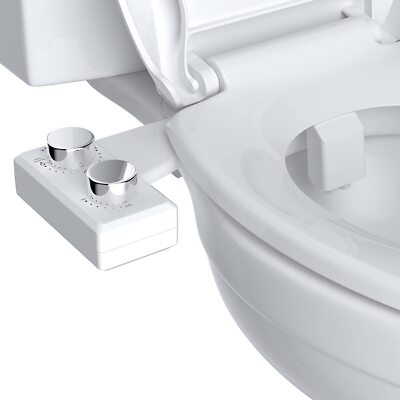 Non-Electric Bidet Attachment Self-Cleaning Dual Nozzle Pressure Control Cold