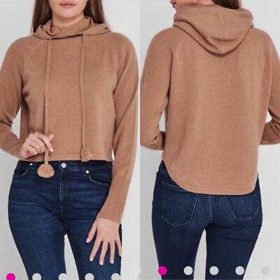 NWT Marella Size Small Fecola Camel Brown Hoody Cashmere Wool Blend Drawstring